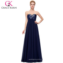 Grace Karin Sexy Ladies Strapless Sweetheart Chiffon Navy Blue Long Evening Dresses CL4101-3 #